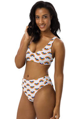 Nautical Rainbow Recycled high-waisted bikini - Objet D'Art