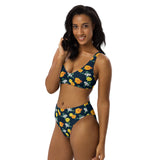 Warm Florals Recycled high-waisted bikini - Objet D'Art