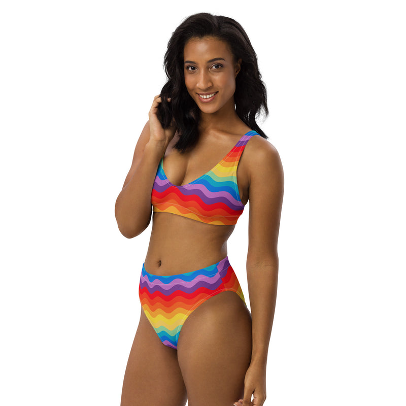 Color Wave Recycled high-waisted bikini - Objet D'Art