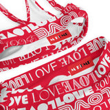 Flame Red Love Print Recycled high-waisted bikini - Objet D'Art