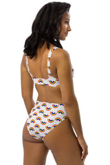 Nautical Rainbow Recycled high-waisted bikini - Objet D'Art