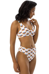 Nautical Rainbow Recycled high-waisted bikini - Objet D'Art