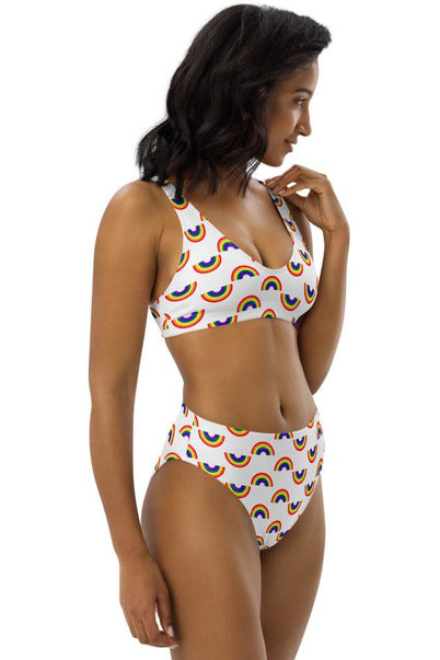 Nautical Rainbow Recycled high-waisted bikini - Objet D'Art