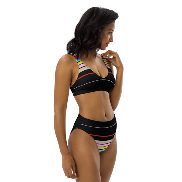 Modern Lines Recycled high-waisted bikini - Objet D'Art