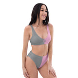 Two Toned Pink and Gray Recycled high-waisted bikini - Objet D'Art