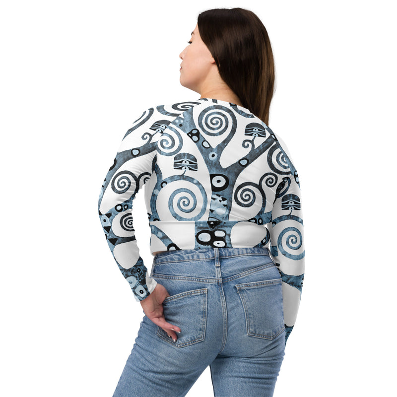 Tree of Life Gustav Klimt Recycled long-sleeve crop top - Objet D'Art