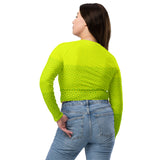 Lime-Green Matrix Recycled long-sleeve crop top - Objet D'Art