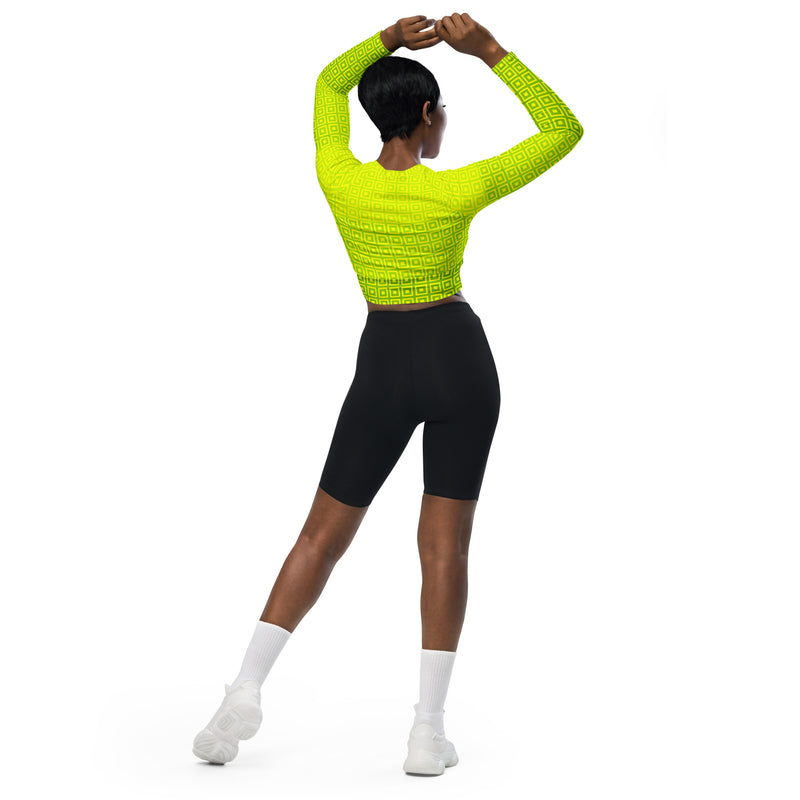 Lime-Green Matrix Recycled long-sleeve crop top - Objet D'Art