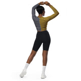 Bronze & Gunmetal Two Tone Striped Recycled long-sleeve crop top - Objet D'Art