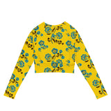 Blue Floral Sunrise Recycled long-sleeve crop top - Objet D'Art