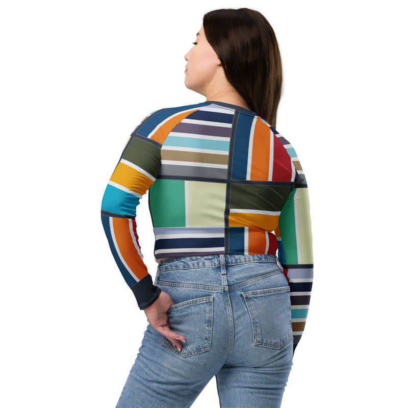 Mondrian Moments Recycled long-sleeve crop top - Objet D'Art