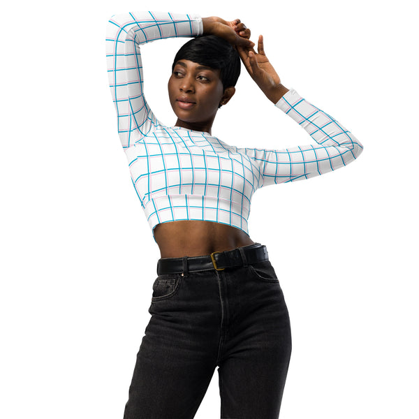 Analglyph Grid Recycled long-sleeve crop top - Objet D'Art
