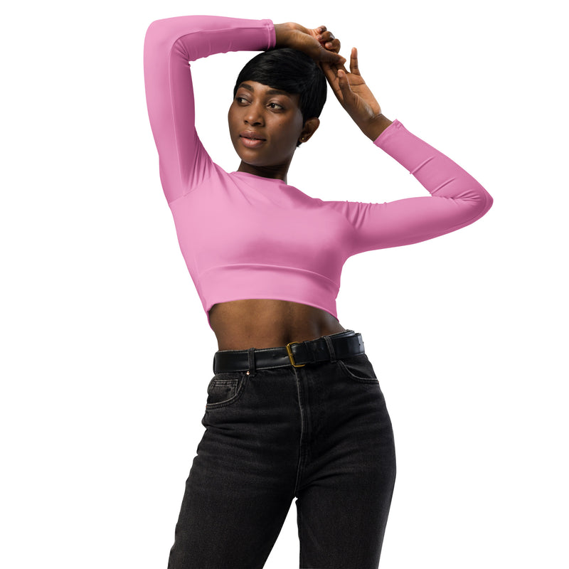 Pink Peace Recycled long-sleeve crop top - Objet D'Art