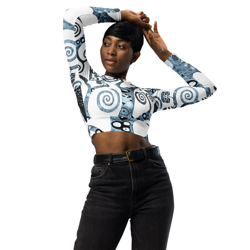 Tree of Life Gustav Klimt Recycled long-sleeve crop top - Objet D'Art