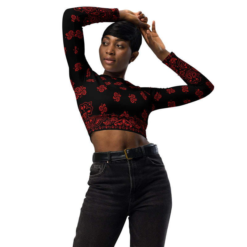 Bandana Art Recycled long-sleeve crop top - Objet D'Art