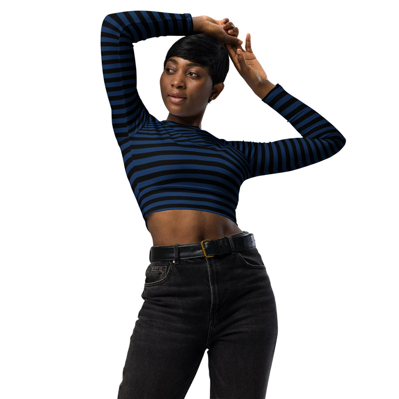 Striped Recycled long-sleeve crop top - Objet D'Art