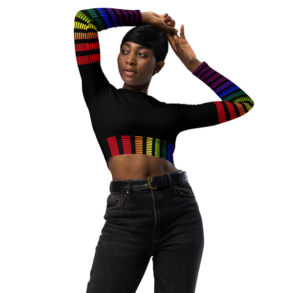Spectral Bars Recycled long-sleeve crop top - Objet D'Art