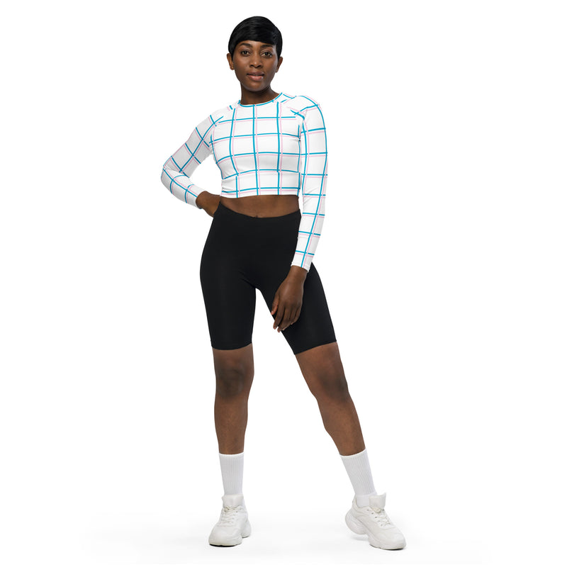 Analglyph Grid Recycled long-sleeve crop top - Objet D'Art