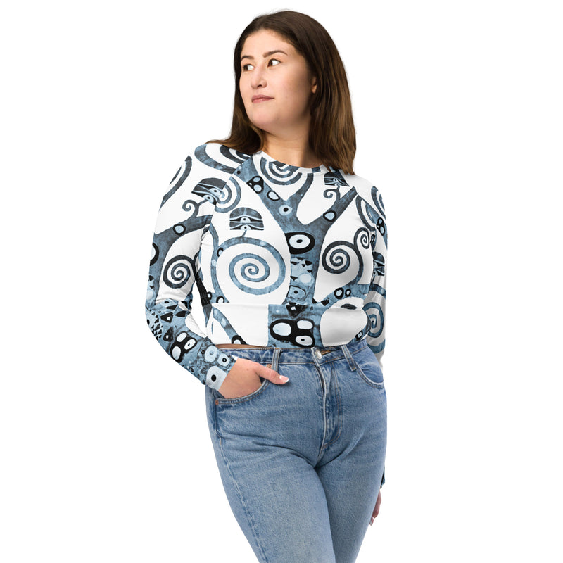 Tree of Life Gustav Klimt Recycled long-sleeve crop top - Objet D'Art