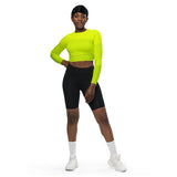 Lime-Green Matrix Recycled long-sleeve crop top - Objet D'Art