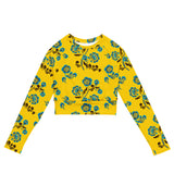 Blue Floral Sunrise Recycled long-sleeve crop top - Objet D'Art