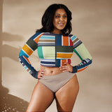 Mondrian Moments Recycled long-sleeve crop top - Objet D'Art