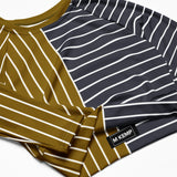 Bronze & Gunmetal Two Tone Striped Recycled long-sleeve crop top - Objet D'Art