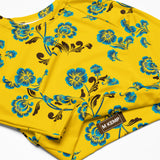 Blue Floral Sunrise Recycled long-sleeve crop top - Objet D'Art