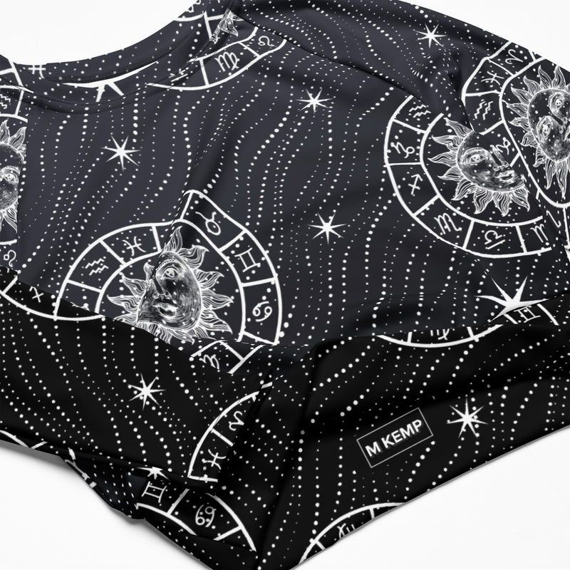 Zodiac Sun Wheel Recycled long-sleeve crop top - Objet D'Art