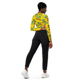 Blue Floral Sunrise Recycled long-sleeve crop top - Objet D'Art