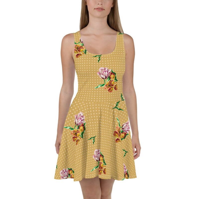Floral Polka Dot Skater Dress - Objet D'Art