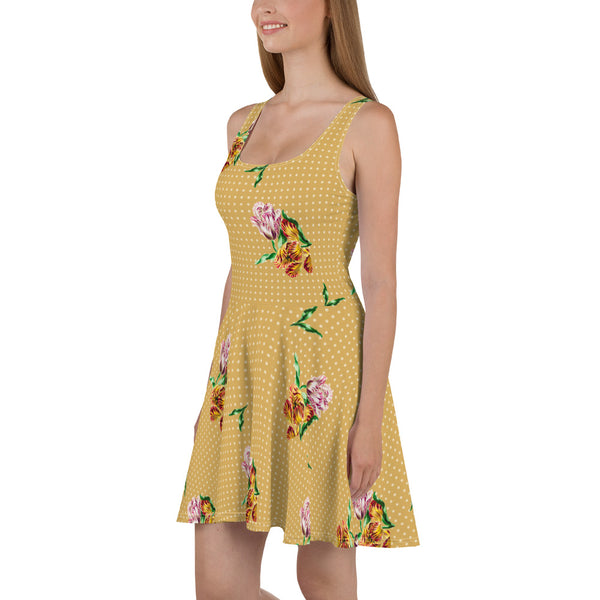 Floral Polka Dot Skater Dress - Objet D'Art