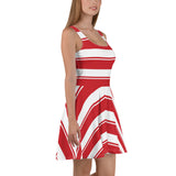Rose Red Striped Skater Dress - Objet D'Art