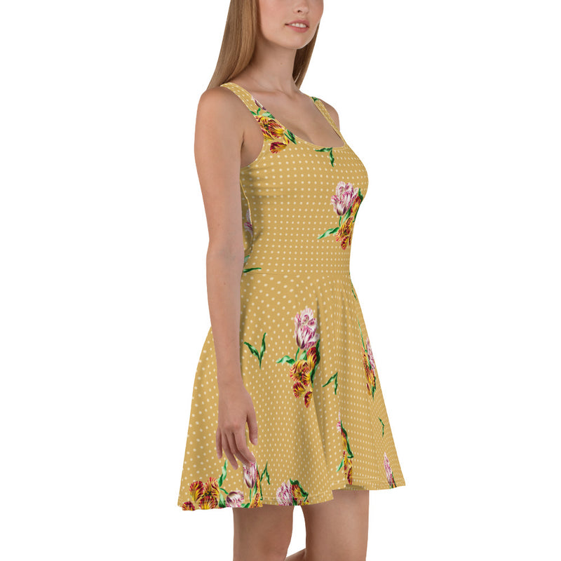 Floral Polka Dot Skater Dress - Objet D'Art