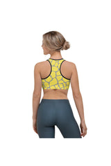 Yellow and Gray Giraffe Print Sports bra - Objet D'Art