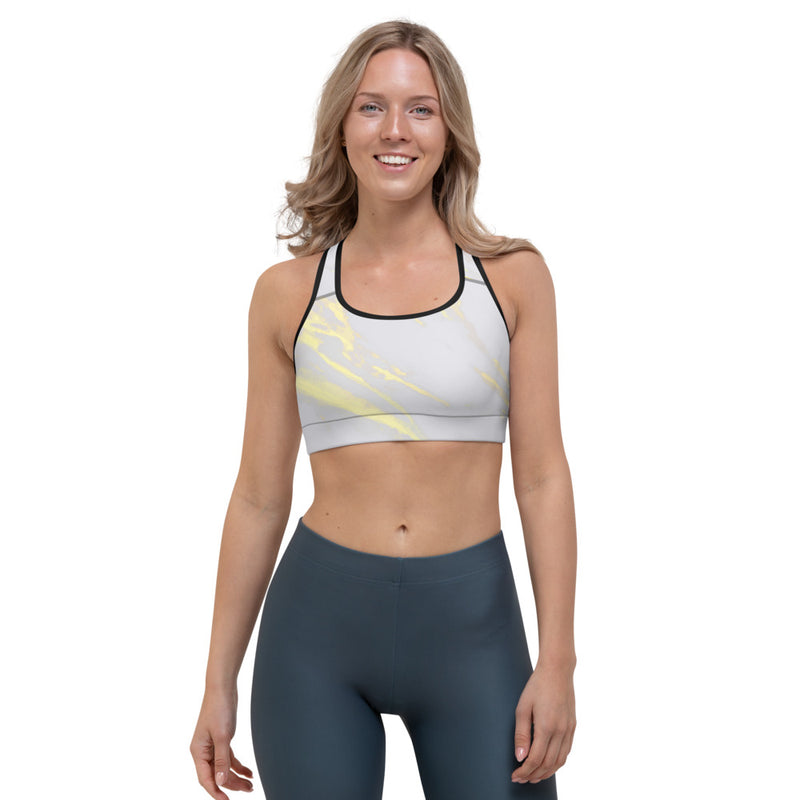 Gold Streaked Marble Sports bra - Objet D'Art