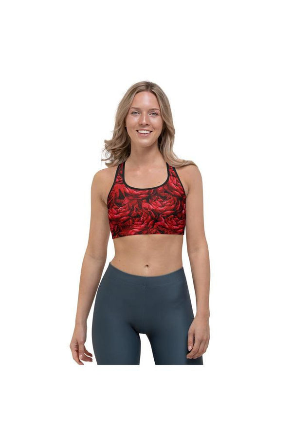 Crimson Rose Petals Sports bra - Objet D'Art