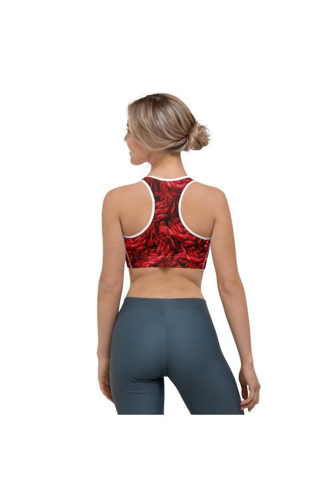 Crimson Rose Petals Sports bra - Objet D'Art