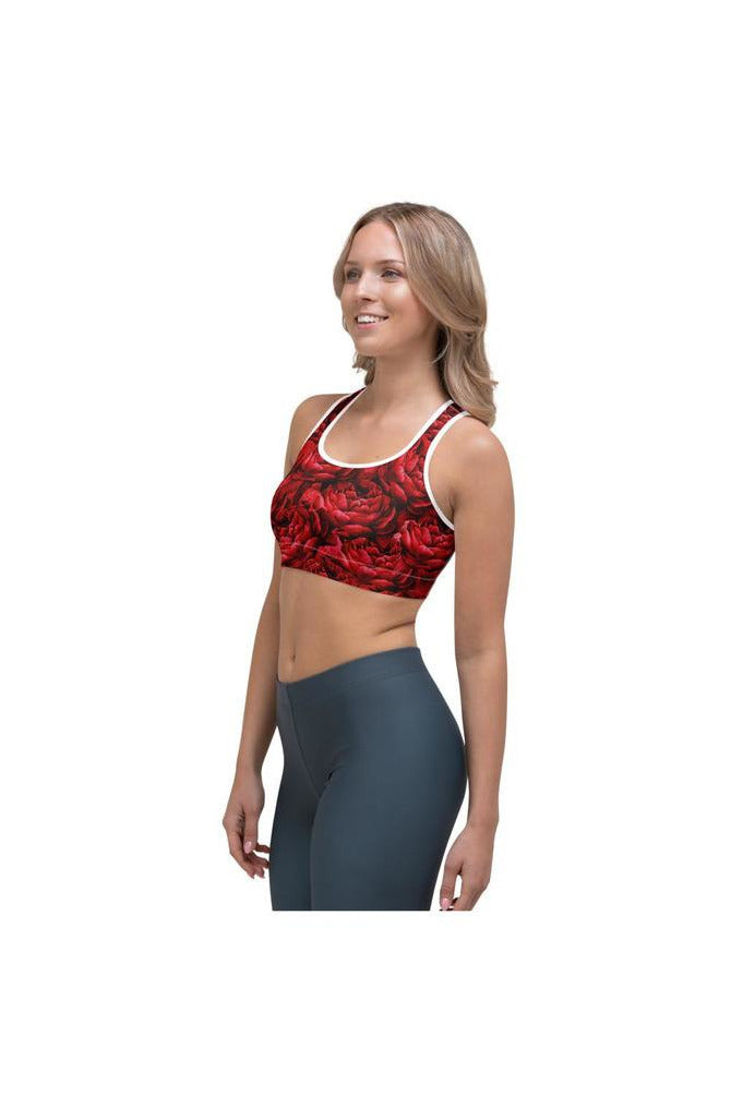 Crimson Rose Petals Sports bra - Objet D'Art