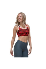 Crimson Rose Petals Sports bra - Objet D'Art