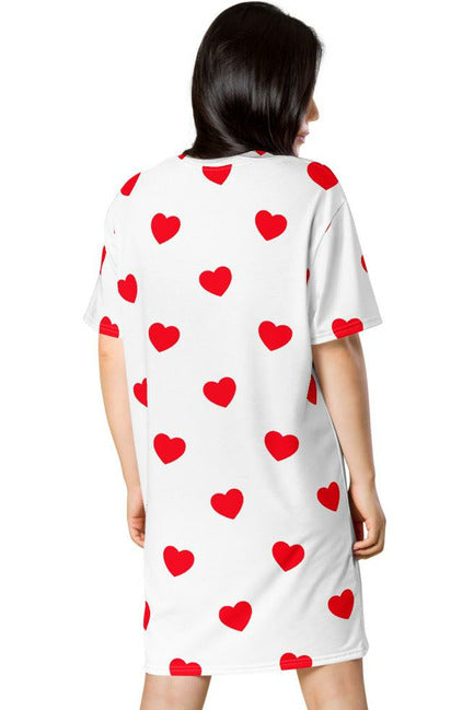 Heart Print T-shirt dress - Objet D'Art