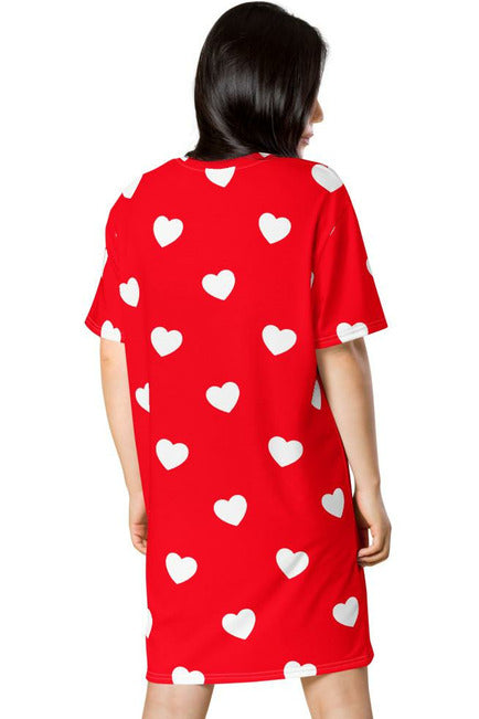 Heart Print T-shirt dress - Objet D'Art