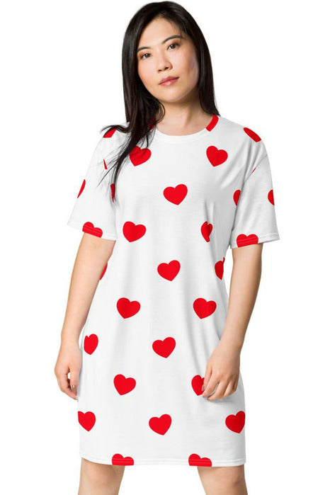 Heart Print T-shirt dress - Objet D'Art