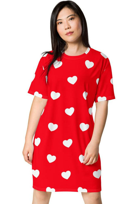 Heart Print T-shirt dress - Objet D'Art