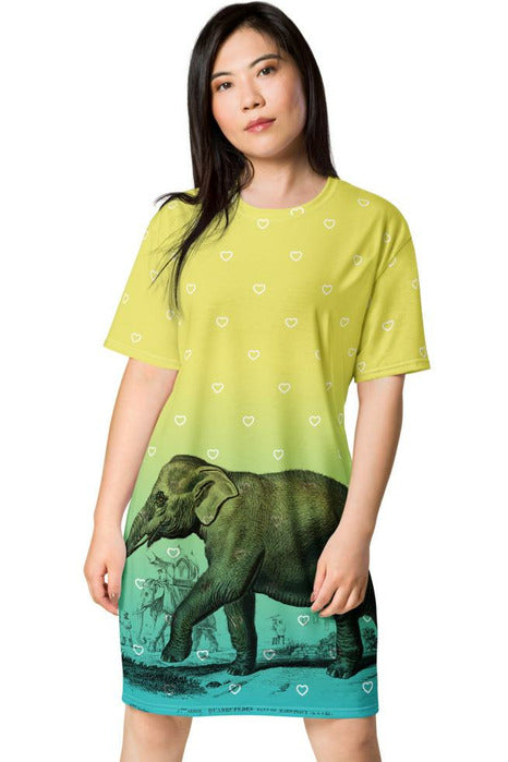 Elephant Print T-shirt dress - Objet D'Art