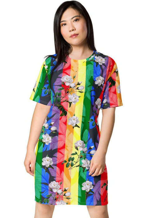 Floral Rainbow T-shirt dress - Objet D'Art