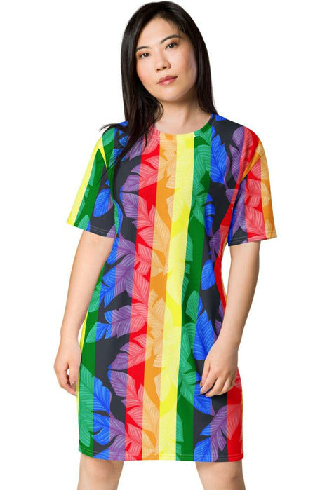 Rainbow through the Leaves T-shirt dress - Objet D'Art