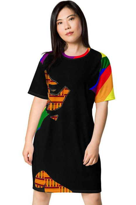 Kente Cloth Woman T-shirt dress - Objet D'Art