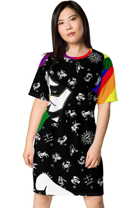 Rainbow & The Unknown Zodiac Woman T-shirt dress - Objet D'Art