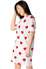Heart Print T-shirt dress - Objet D'Art